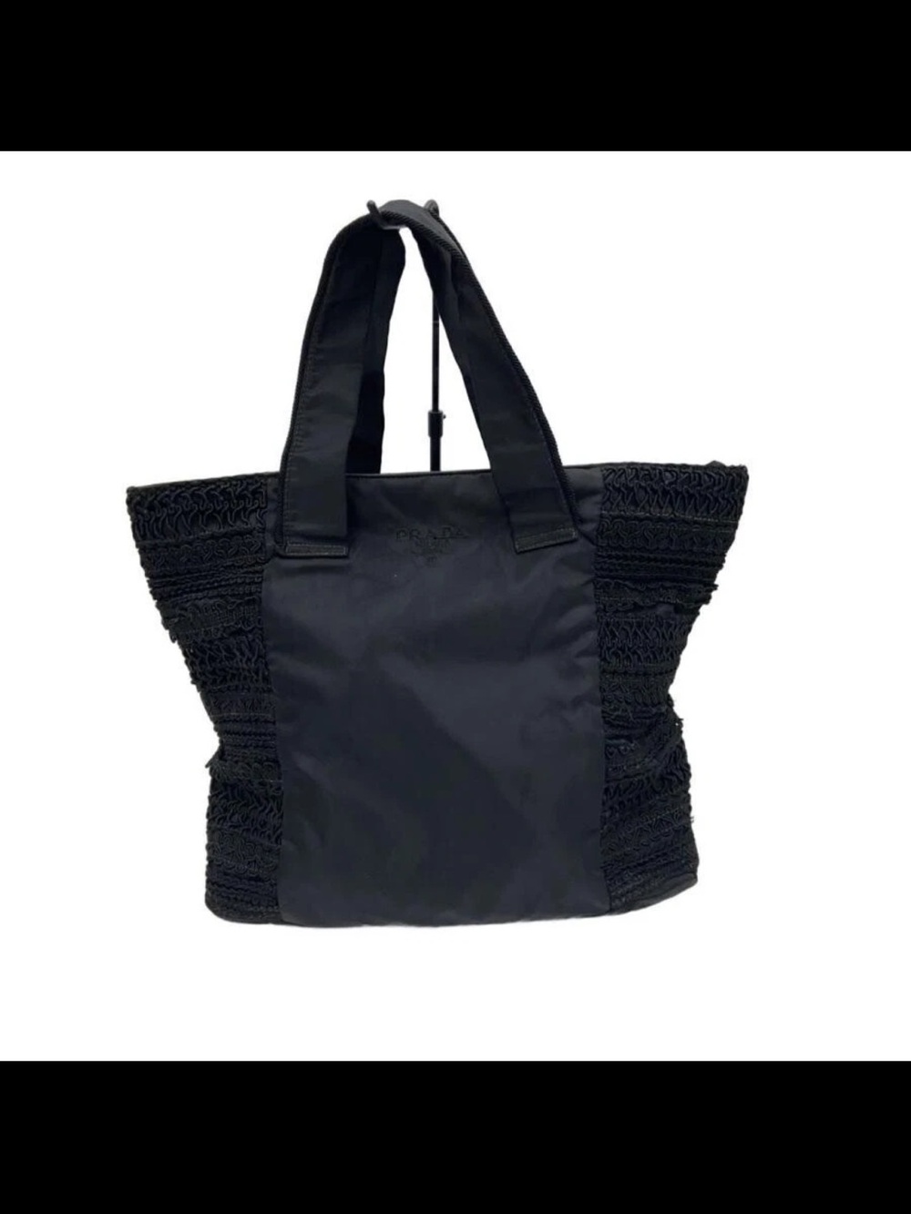 Prada Black Women's Tote with Textured Side Panels